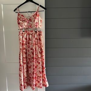 Shein Allover Floral Print Cami Top & Split Thigh Skirt